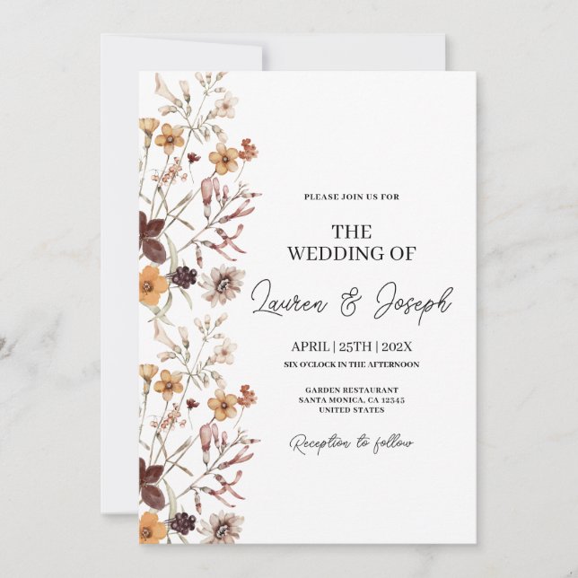 Boho Wildflower Wedding invitation (Front)