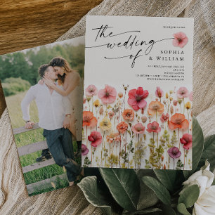 Boho Wildflower Wedding Invite Photo Back