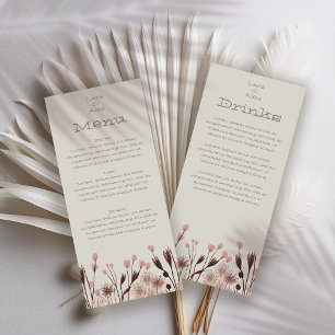 Boho Wildflower Wedding Menu