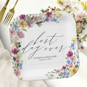 Boho Wildflower Wedding Paper Plate