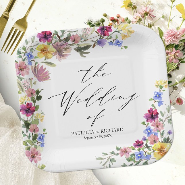 Boho Wildflower Wedding Paper Plate (Creator Uploaded)