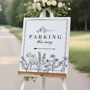 Boho Wildflower Wedding Parking Direction Sign