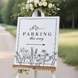 Boho Wildflower Wedding Parking Direction Sign