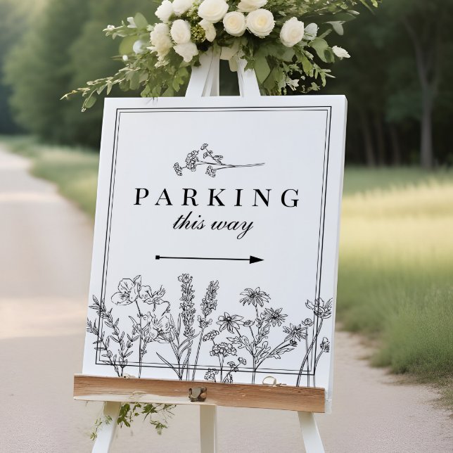 Boho Wildflower Wedding Parking Direction Sign (Creator Uploaded)
