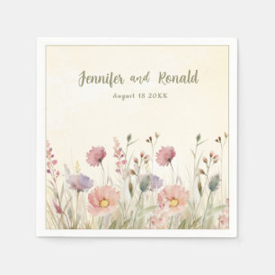 Boho Wildflower Wedding Personalised Paper Napkin