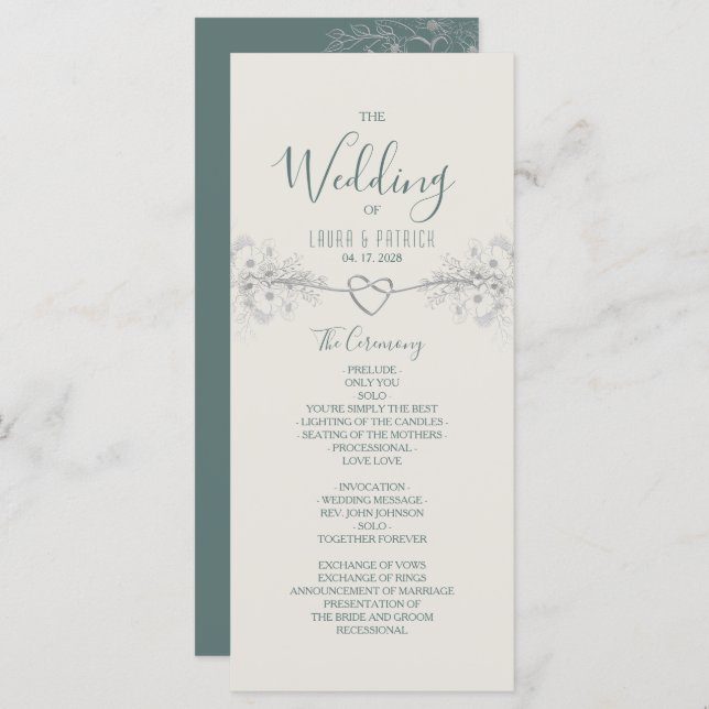 Boho Wildflower Wedding Program Programme (Front/Back)