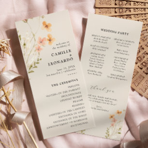 Boho Wildflower Wedding Program Programme
