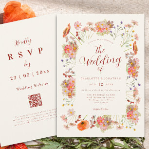 Boho Wildflower Wedding QR Code Invitation
