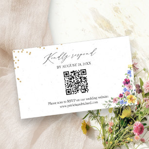  Boho Wildflower Wedding QR Online RSVP Card