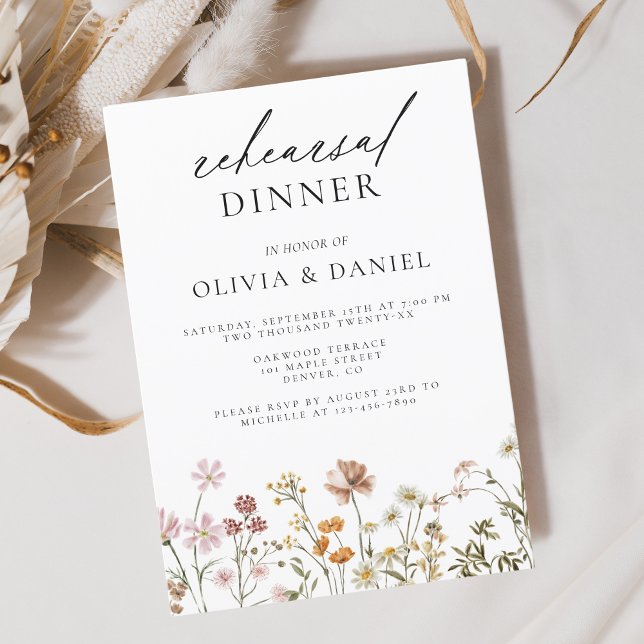 Boho Wildflower Wedding Rehearsal Dinner Invitation (Creator Uploaded)