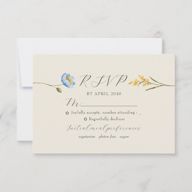 Boho Wildflower Wedding RSVP Card (Front)
