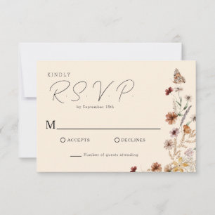 Boho Wildflower Wedding RSVP Card