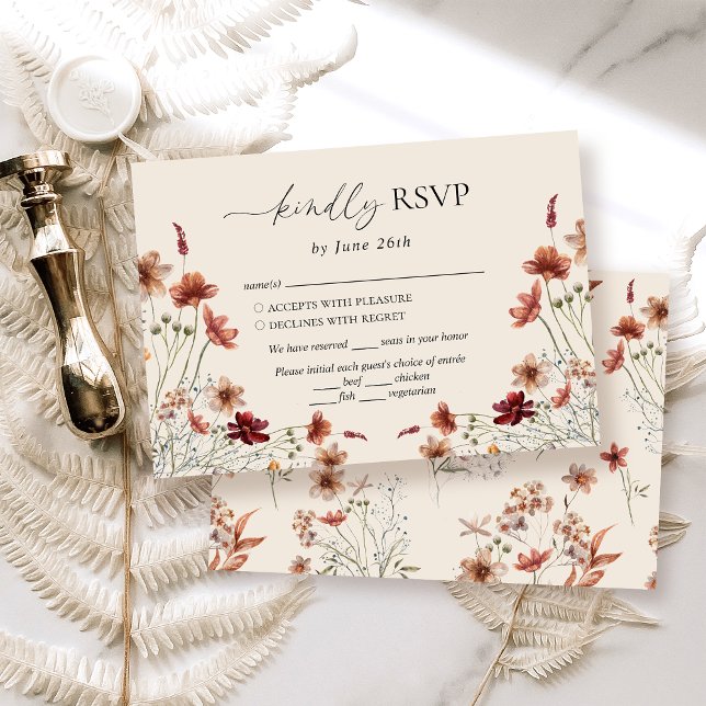 Boho Wildflower Wedding RSVP Card (Creator Uploaded)