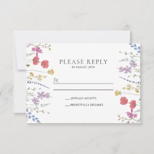 Boho Wildflower Wedding RSVP Postcard