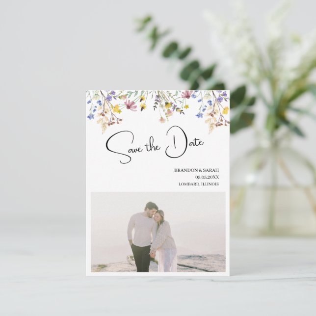 Boho Wildflower Wedding Save The Date (Standing Front)