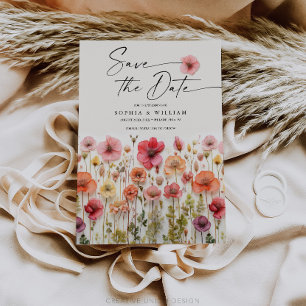 Boho Wildflower Wedding Save The Date Invitation