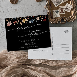 Boho Wildflower Wedding Save the Date Postcard