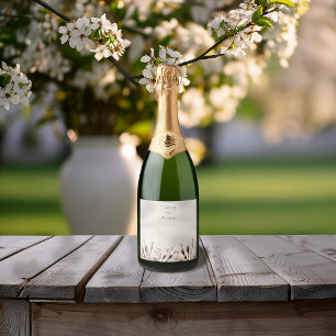 Boho Wildflower Wedding Sparkling Wine Label