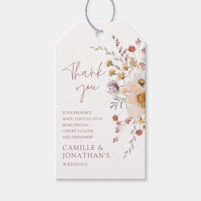 Boho Wildflower Wedding Thank you tag (Front)