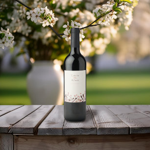 Boho Wildflower Wedding Wine Label