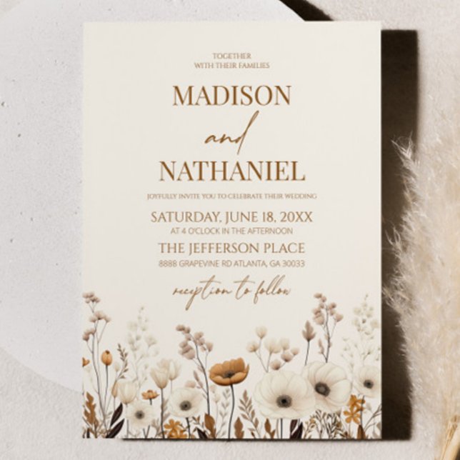 Boho Wildflower Wild Flower Floral Garden Wedding Invitation (Creator Uploaded)