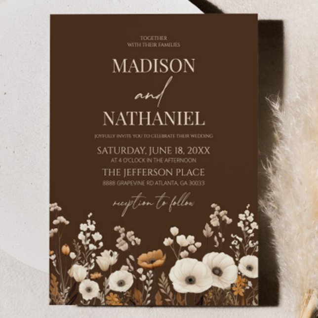 Boho Wildflower Wild Flower Floral Garden Wedding Invitation (Creator Uploaded)