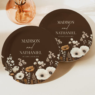 Boho Wildflower Wild Flower Floral Garden Wedding Paper Plate