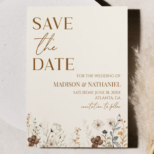 Boho Wildflower Wild Flower Floral Garden Wedding Save The Date
