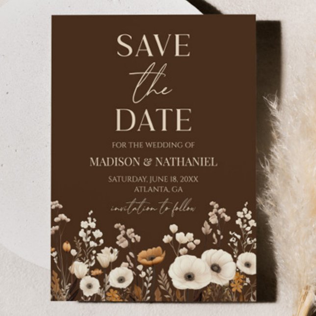 Boho Wildflower Wild Flower Floral Garden Wedding Save The Date (Creator Uploaded)