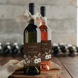 Boho Wildflower Wild Flower Floral Garden Wedding Wine Label