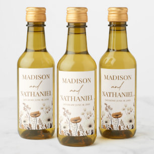 Boho Wildflower Wild Flower Floral Garden Wedding Wine Label