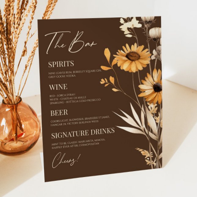 Boho Wildflower Wild Flower Wedding Bar Sign (Creator Uploaded)