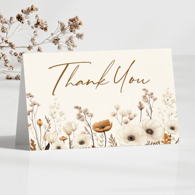 Boho Wildflower Wild Flowers Floral Garden Thank You Card (Creator Uploaded)