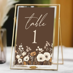 Boho Wildflower Wild Flowers Floral Garden Wedding Table Number