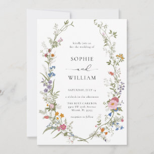 Boho Wildflower Wreath Wedding Invitation 