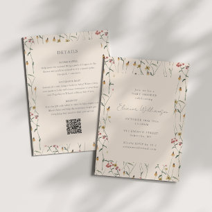 Boho Wildflowers All in One Details Baby Shower Invitation