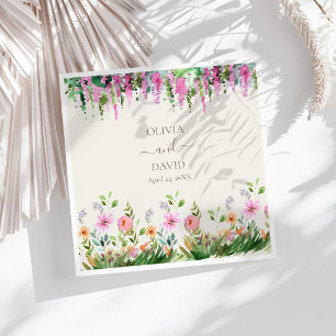 Boho Wildflowers and Acacia Wedding Napkins