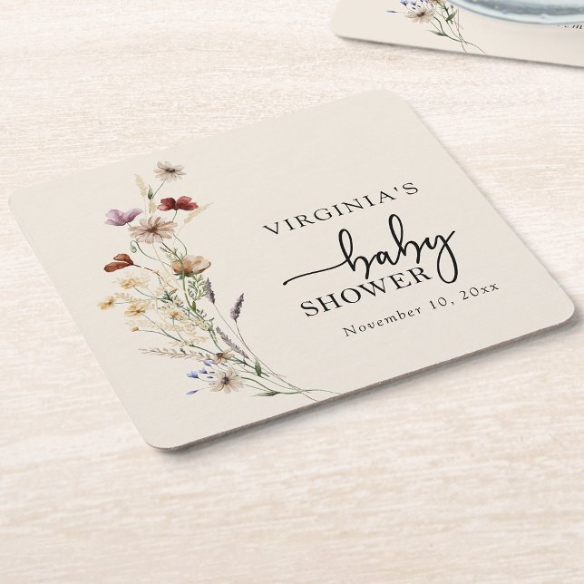 Boho Wildflowers Baby Shower Coasters (Boho Wildflowers Baby Shower Coasters by Painted Paperie
)