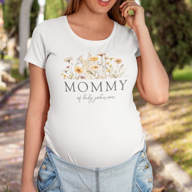 Boho Wildflowers Baby Shower Mummy T-Shirt (Creator Uploaded)