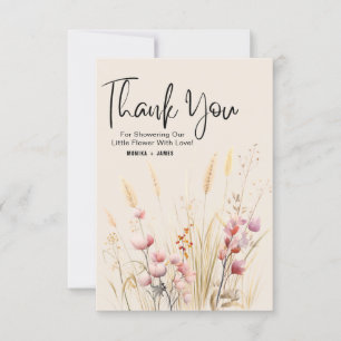 Boho Wildflowers Baby Shower Thank You Card