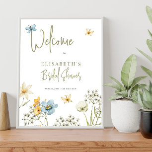 Boho wildflowers bridal shower welcome sign