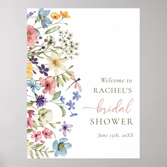 Boho Wildflowers Bridal Shower Welcome Sign (Front)