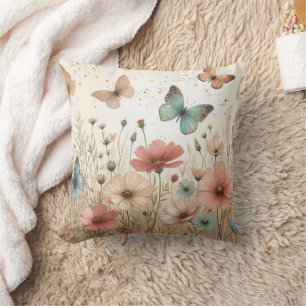 Boho Wildflowers & butterflies Cushion