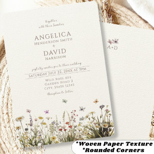Boho Wildflowers Butterflies Wedding  Invitation