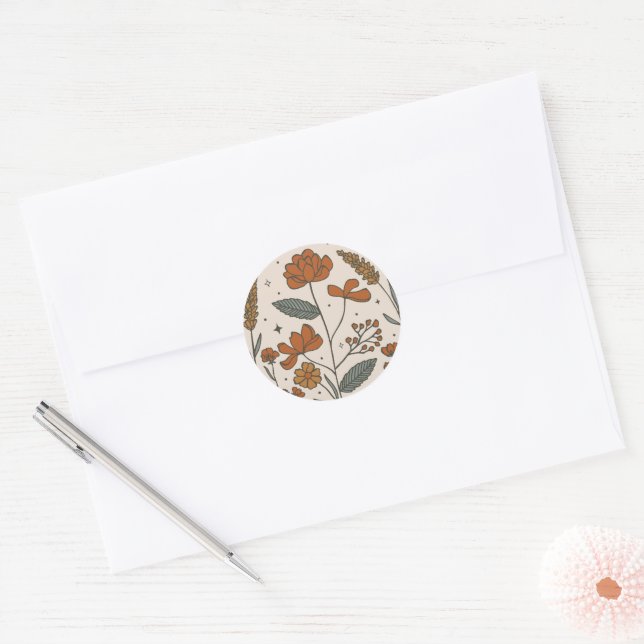 Boho Wildflowers  Classic Round Sticker (Envelope)