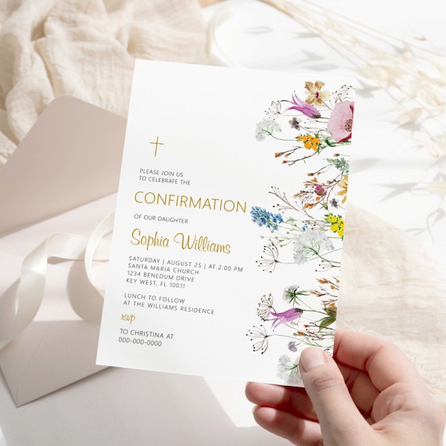 Boho Wildflowers Confirmation Invitation (Creator Uploaded)