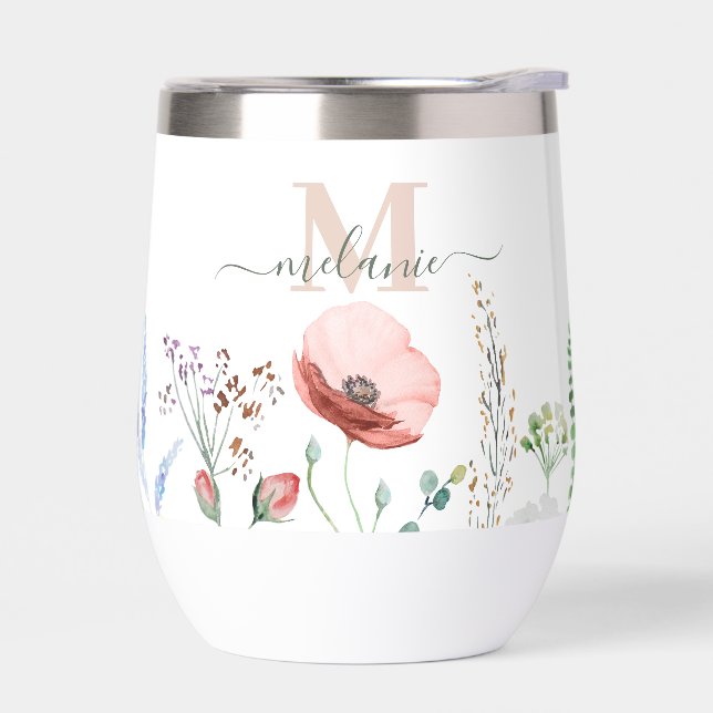 Boho Wildflowers Custom Name Monogram (Left)