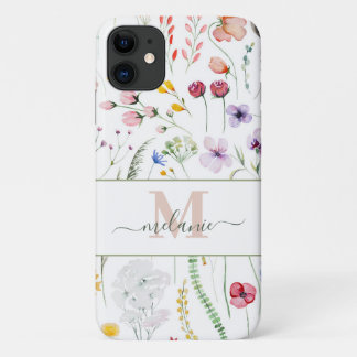 Boho Wildflowers Custom Name Monogram Case-Mate iPhone Case