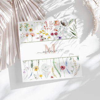 Boho Wildflowers Custom Name Monogram Napkin