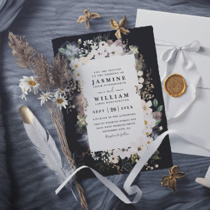 Boho Wildflowers Elegant Modern Chic Wedding Invitation